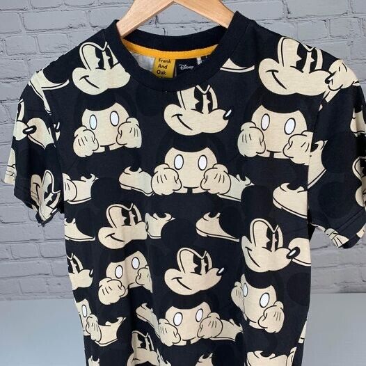 Frank and Oak Shirt Women Small Disney Mickey Mouse All Over Fun Mad Angry Core