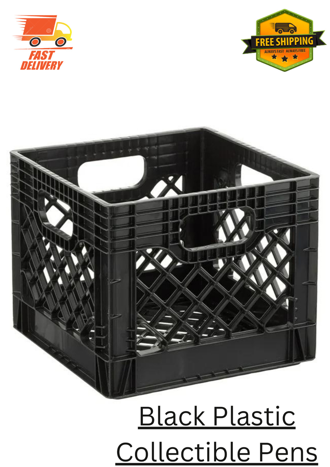 16QT Plastic Heavy-Duty Plastic Square Milk Crate Black(FAST SHIPPING))
