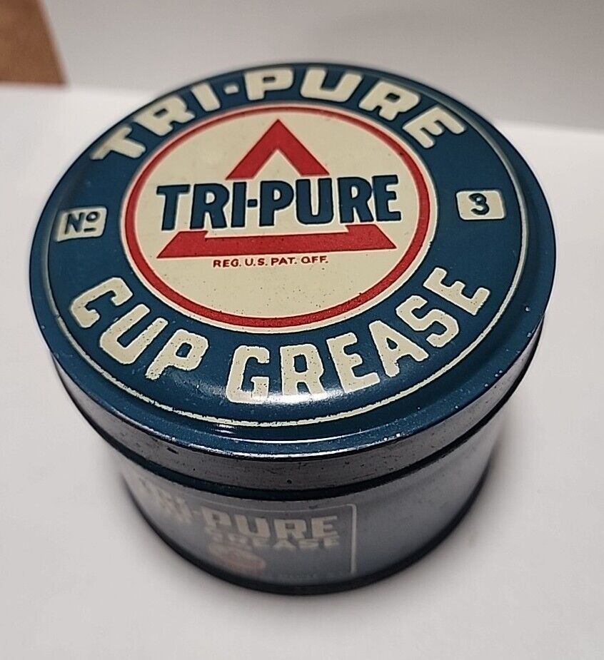 👍 *MINT* VINTAGE 1920\'S SEARS OIL RARE TRI-PURE GREASE CAN 1LB MOTOR OIL GAS 