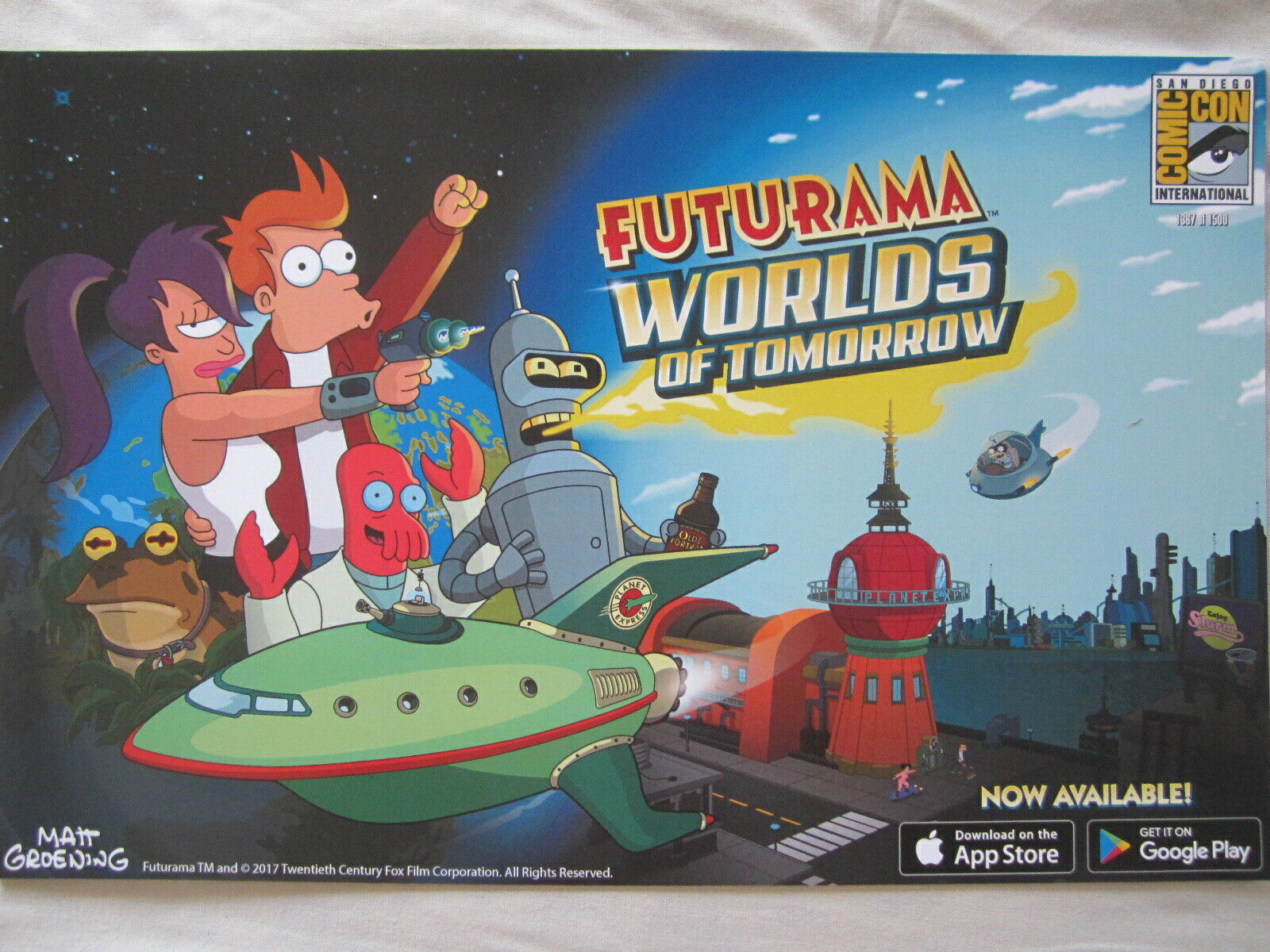 Futurama Worlds of Tomorrow 2017 San Diego Comic-Con SDCC exclusive poster #1500
