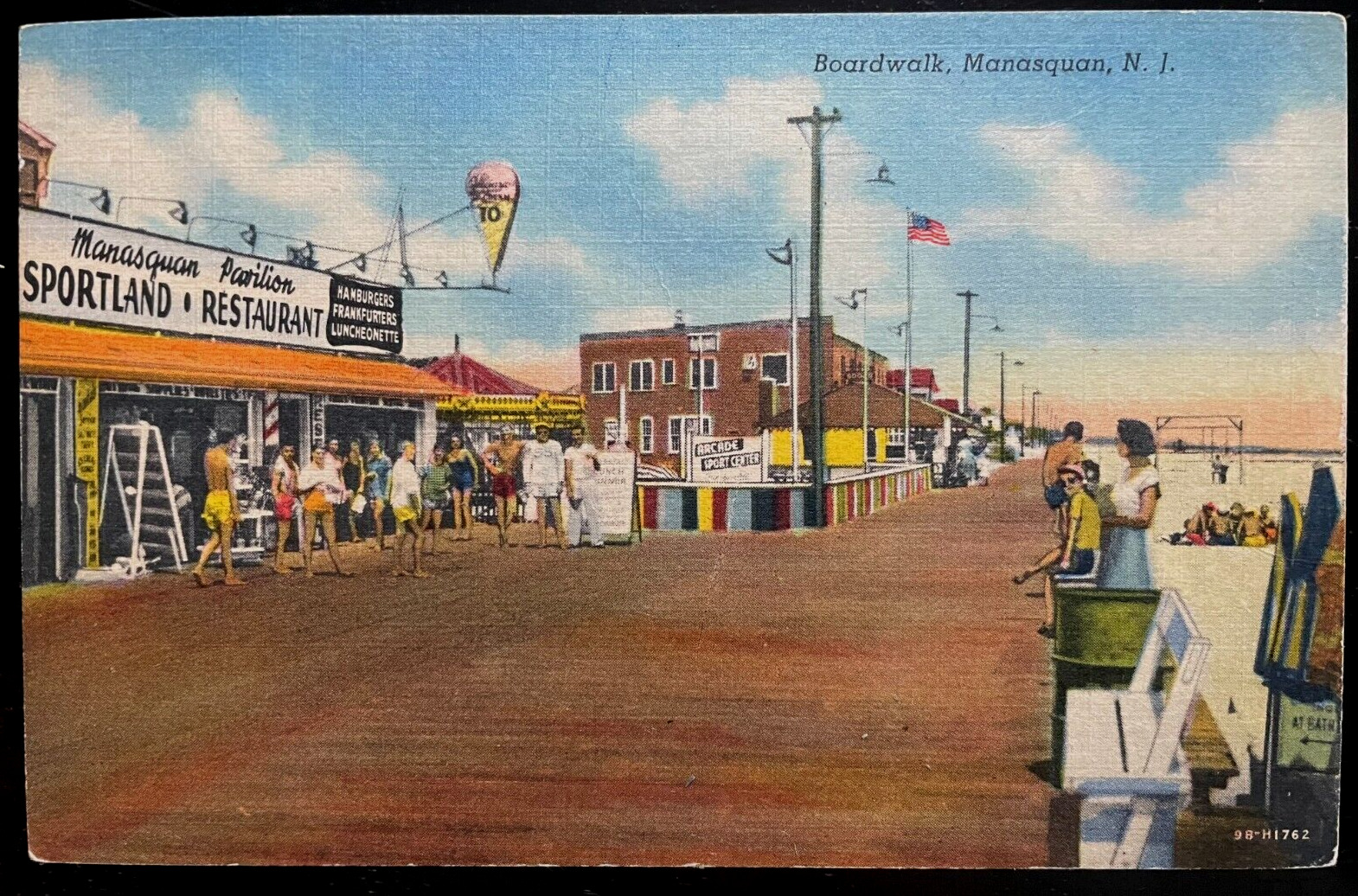 Vintage Postcard 1949 Boardwalk, Manasquan, New Jersey