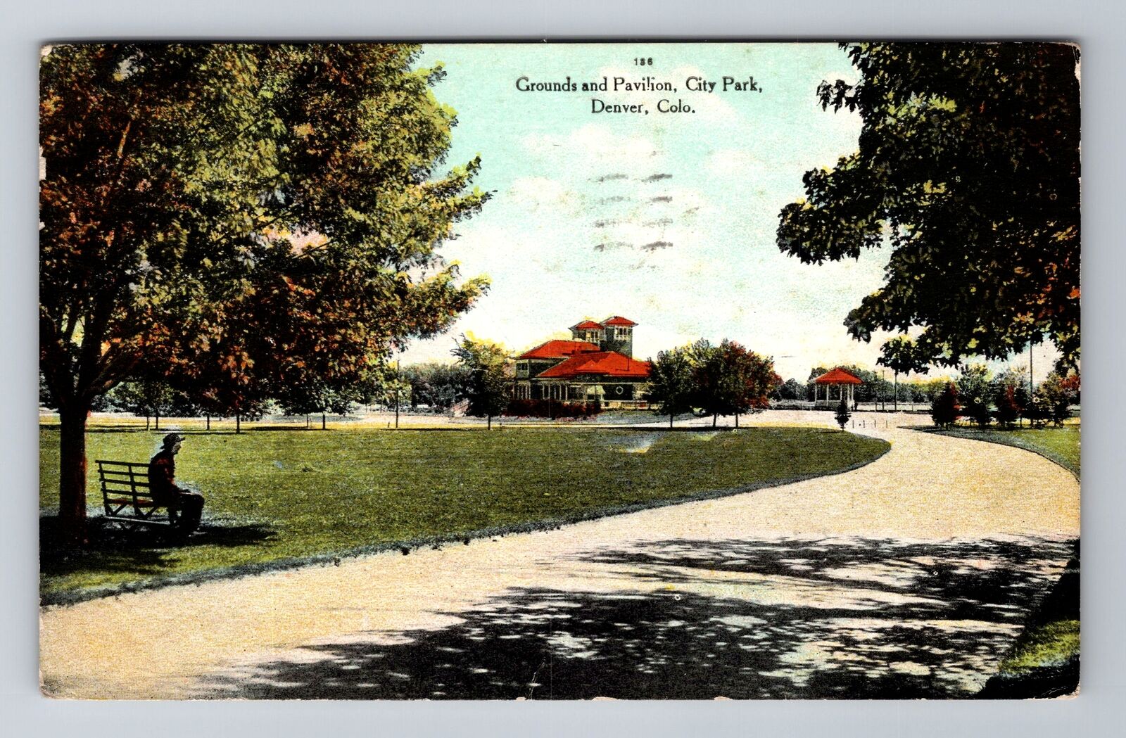 Denver CO-Colorado, Grounds And Pavilion, City Park, Vintage c1909 Postcard