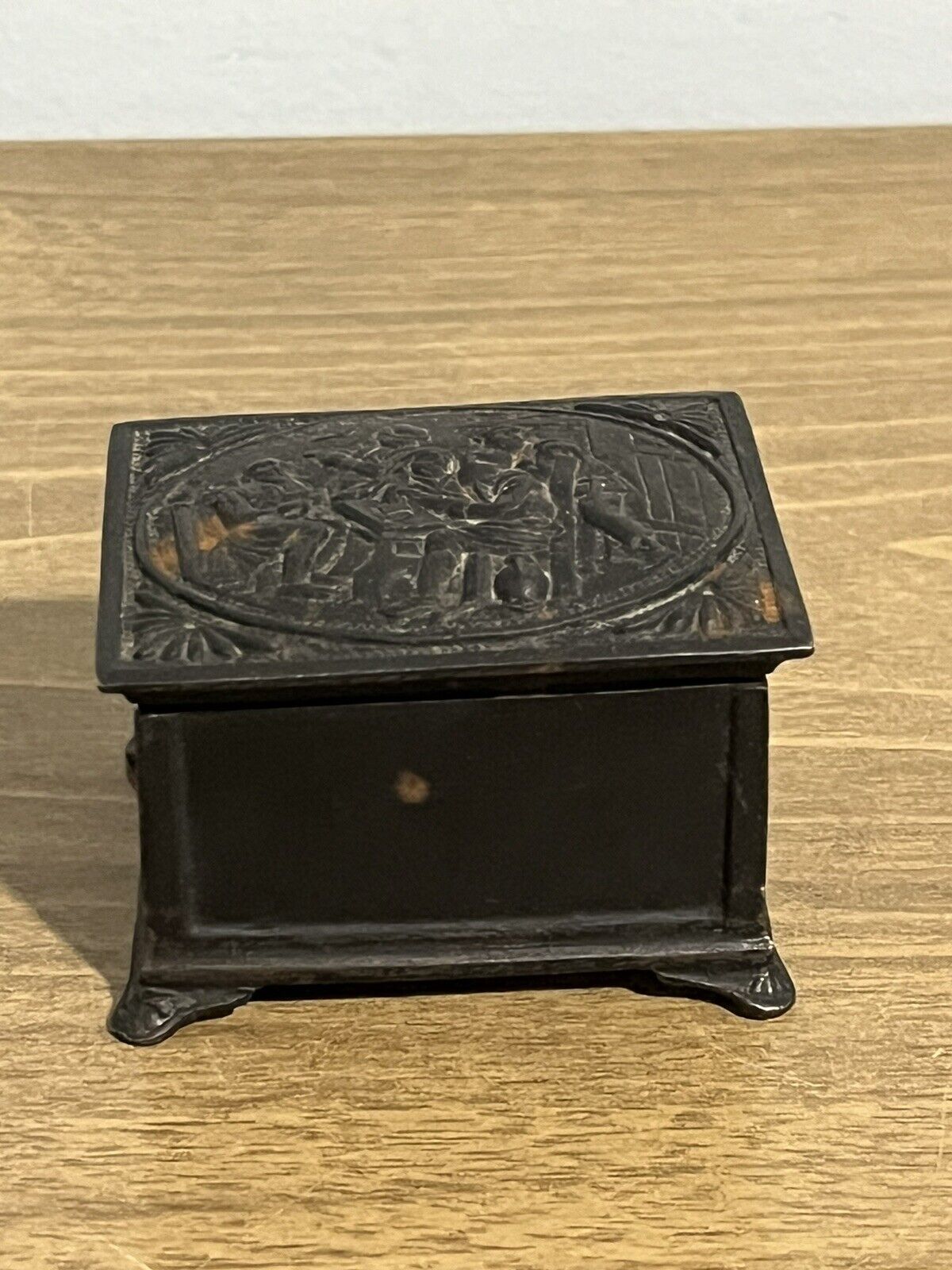 Antique 1898 Cast Iron Ornate Russian Trinket Box