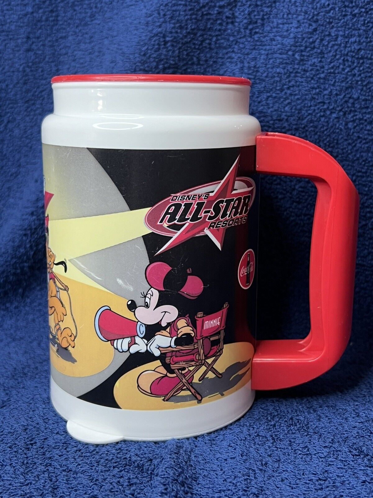 Vintage Disney All Star Resorts Coca-Cola Plastic Mug, Mickey & Friends -RED