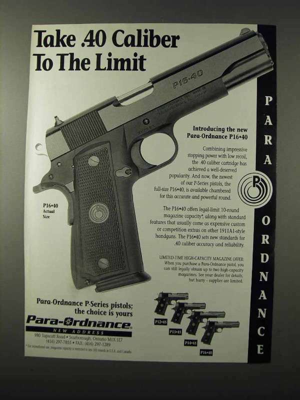 1995 Para-Ordnance P16-40 Pistol Ad - Take to the Limit