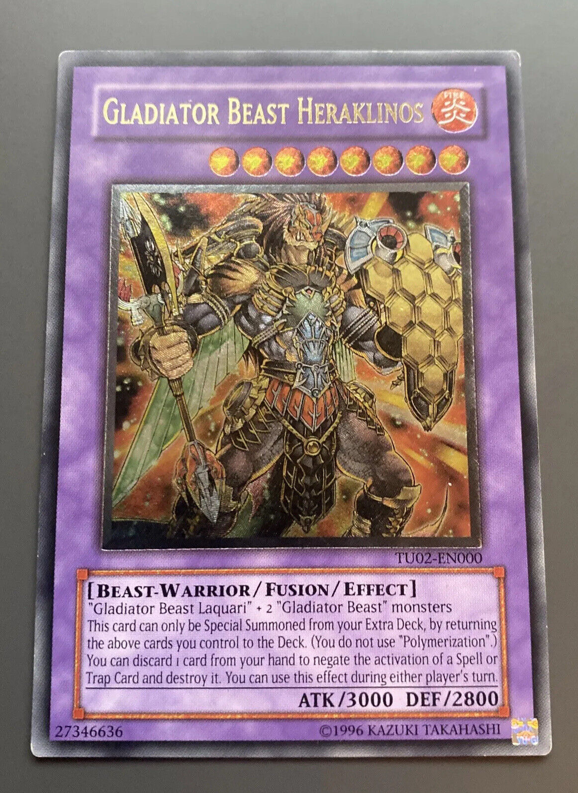 TU02-EN000 Gladiator Beast Heraklinos Ultimate Rare UNL Edition LP YuGiOh Card