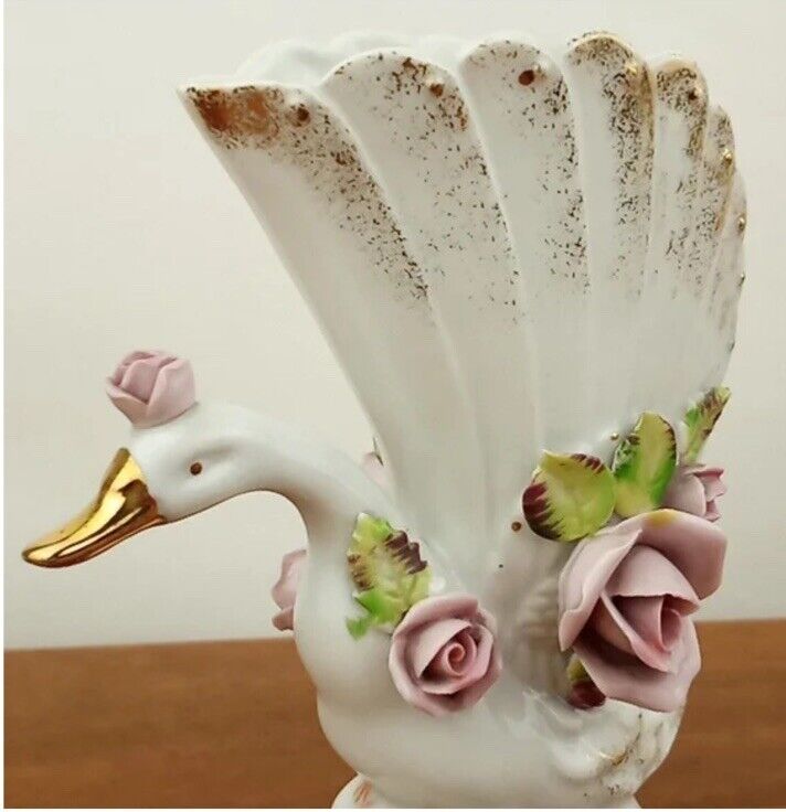 Vintage Mid-century Ceramic Swan Vase