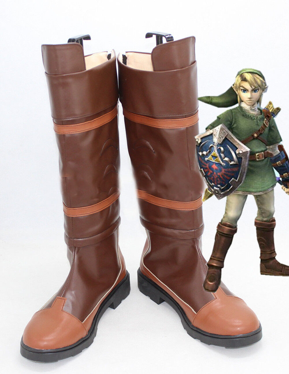 The Legend of Zelda Link Anime Brown Costume Shoes Cosplay Boots Customized Size