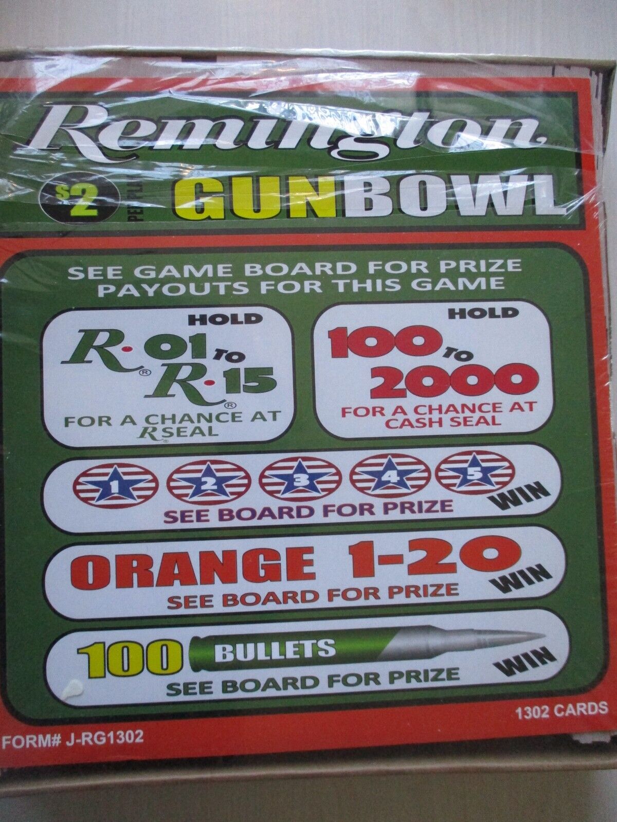 Remington Gun Bowl - NEW Sealed - Pull Tickets/Tab For Collectors/Amusement