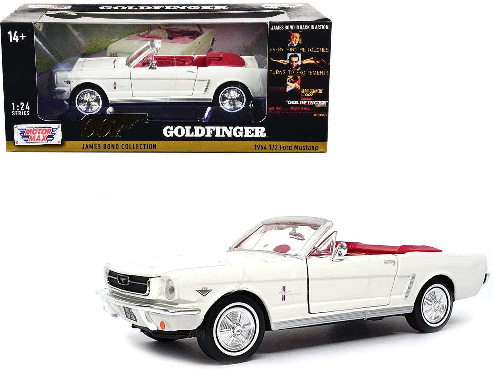 1964 1/2 Ford Mustang James Bond 007 Goldfinger 1/24 Diecast Model Car