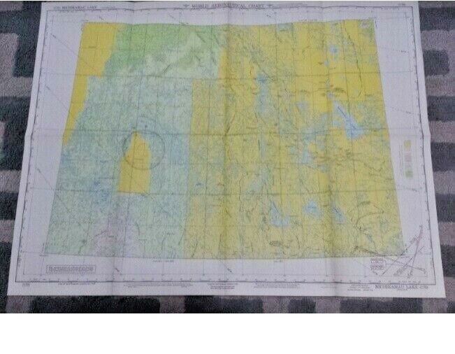 Vtg Michikamau Lake Canada World Aeronautical Chart 1947 (179) Map Decor 29x22