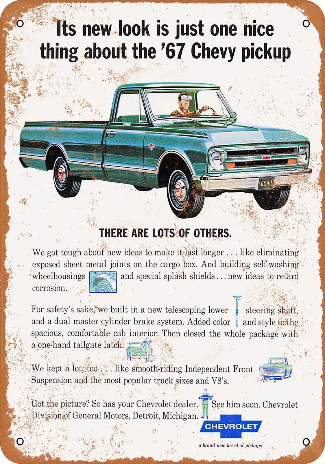 Metal Sign - 1967 Chevrolet Pickup Trucks - Vintage Look Reproduction