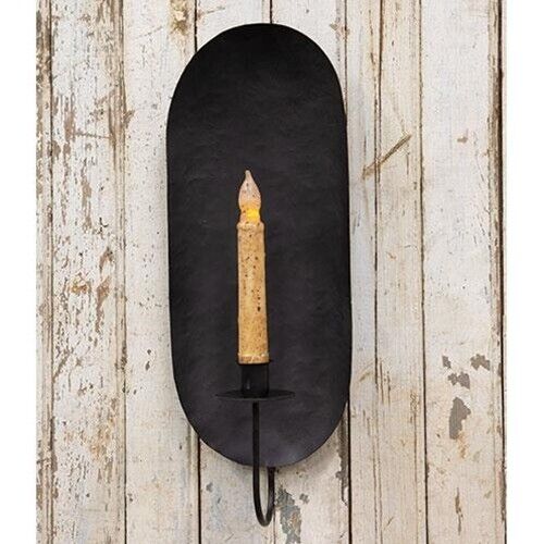 New Primitive Colonial Drawing Room TAPER CANDLE HOLDER WALL SCONCE Black Metal