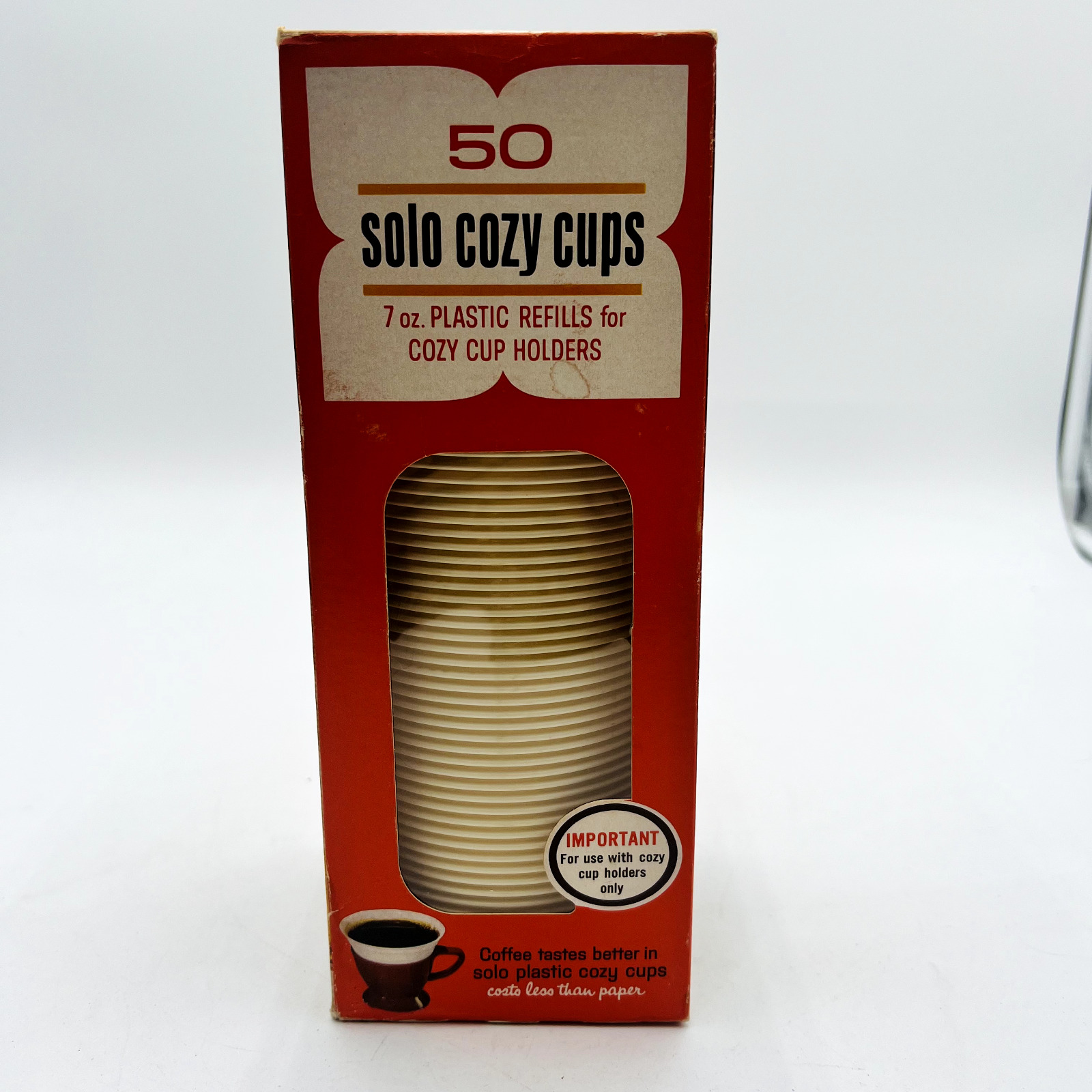 Vintage Solo Cozy Cups Plastic White Refills 50 Count 7oz