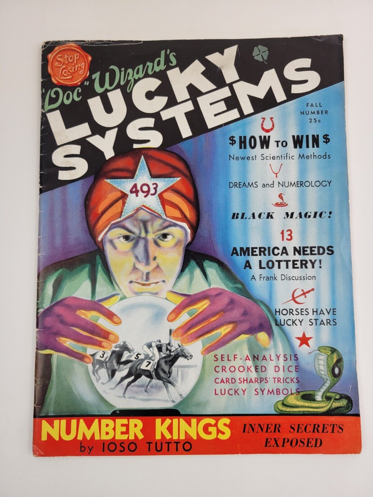 Doc Wizard\'s Lucky Systems Magazine 1934 Crystal Ball Gambling Cover - 1st Issue