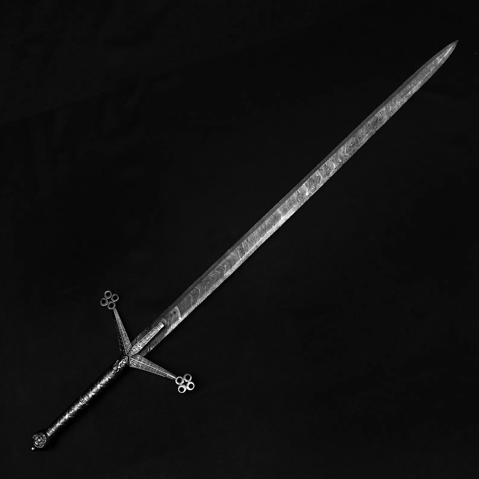 Handmade Scottish Claymore Damascus Steel Highland Claymore Black Medieval Sword