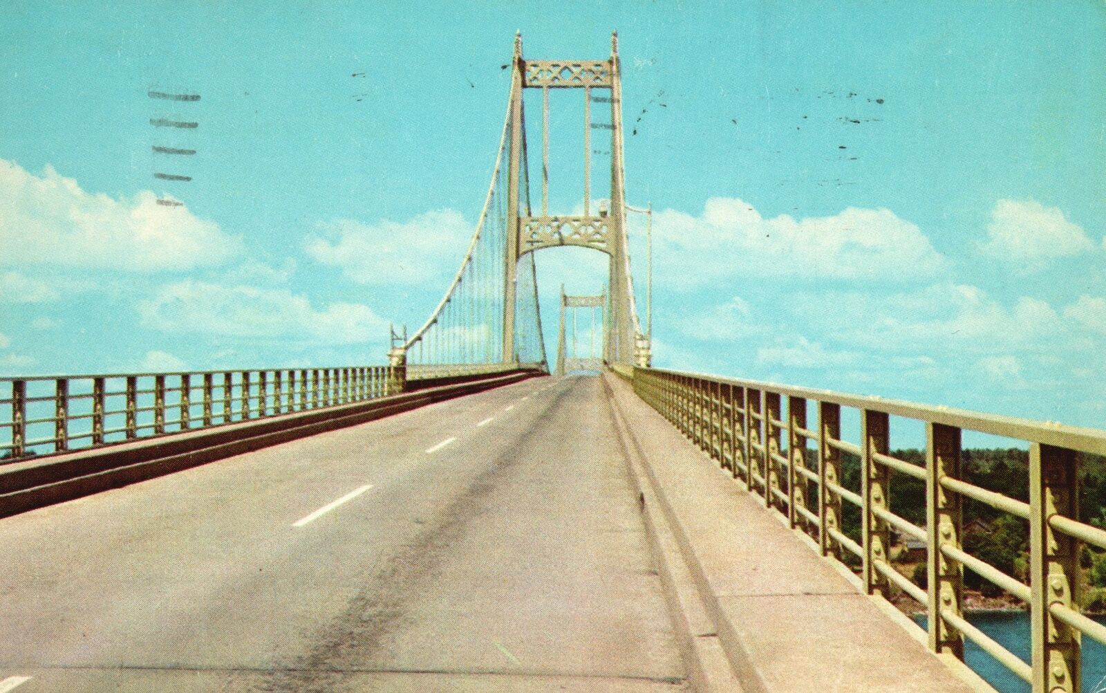 Vintage Postcard 1958 American Span Of Thousand Islands International Bridge NY