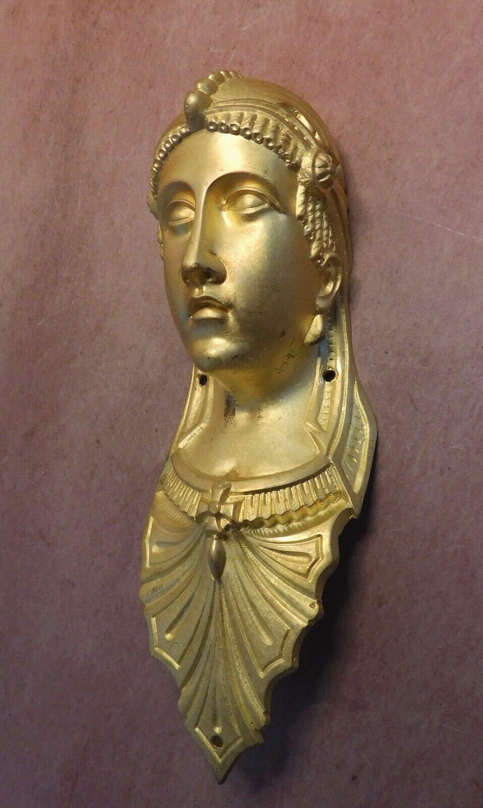Lg. Vintage P E Guerin gilt brass bronze figural maiden goddess ornament ormolu