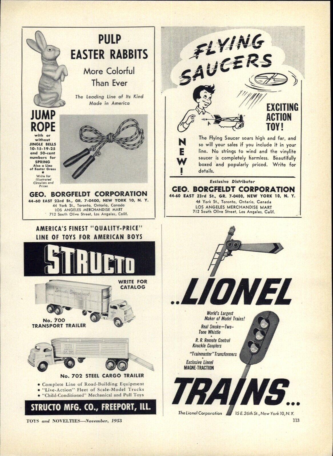 1953 PAPER AD Structo Toy Truck Transport Trailer Cargo Semi Tractor Lionel