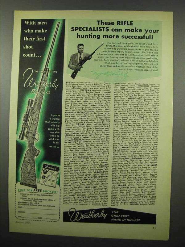 1955 Weatherby Magnum Rifle Ad - Specialists Successful