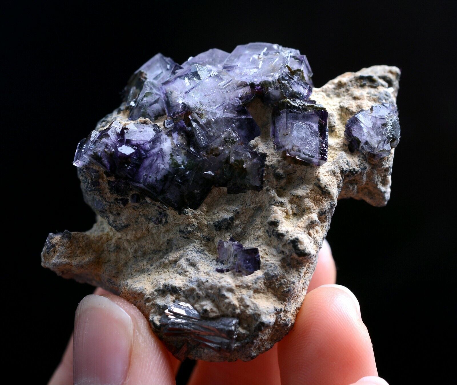 55g Natural Purple Fluorite & arsenopyrite Mineral Specimen / Yaogangxian China
