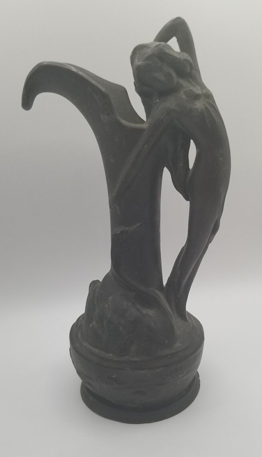 1926 Art Nouveau Deco Bronze Vase Leda and Swan Nude - Rare