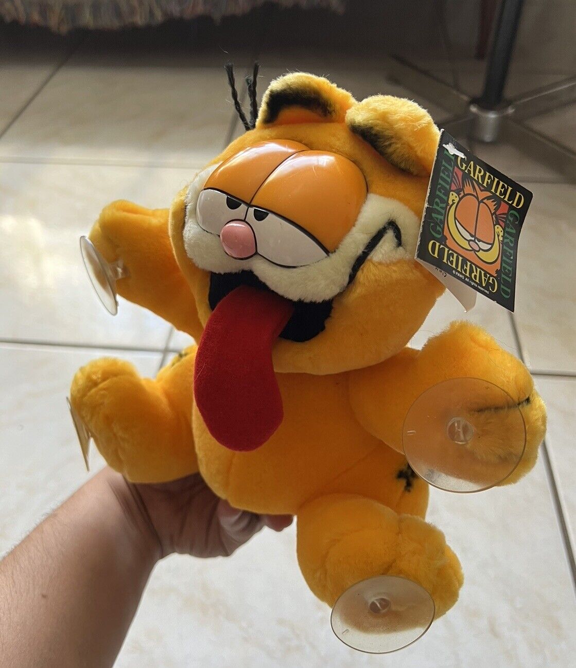 New With Tag Rare HTF Vintage 1978 PAWS Garfield Window Cling Plush