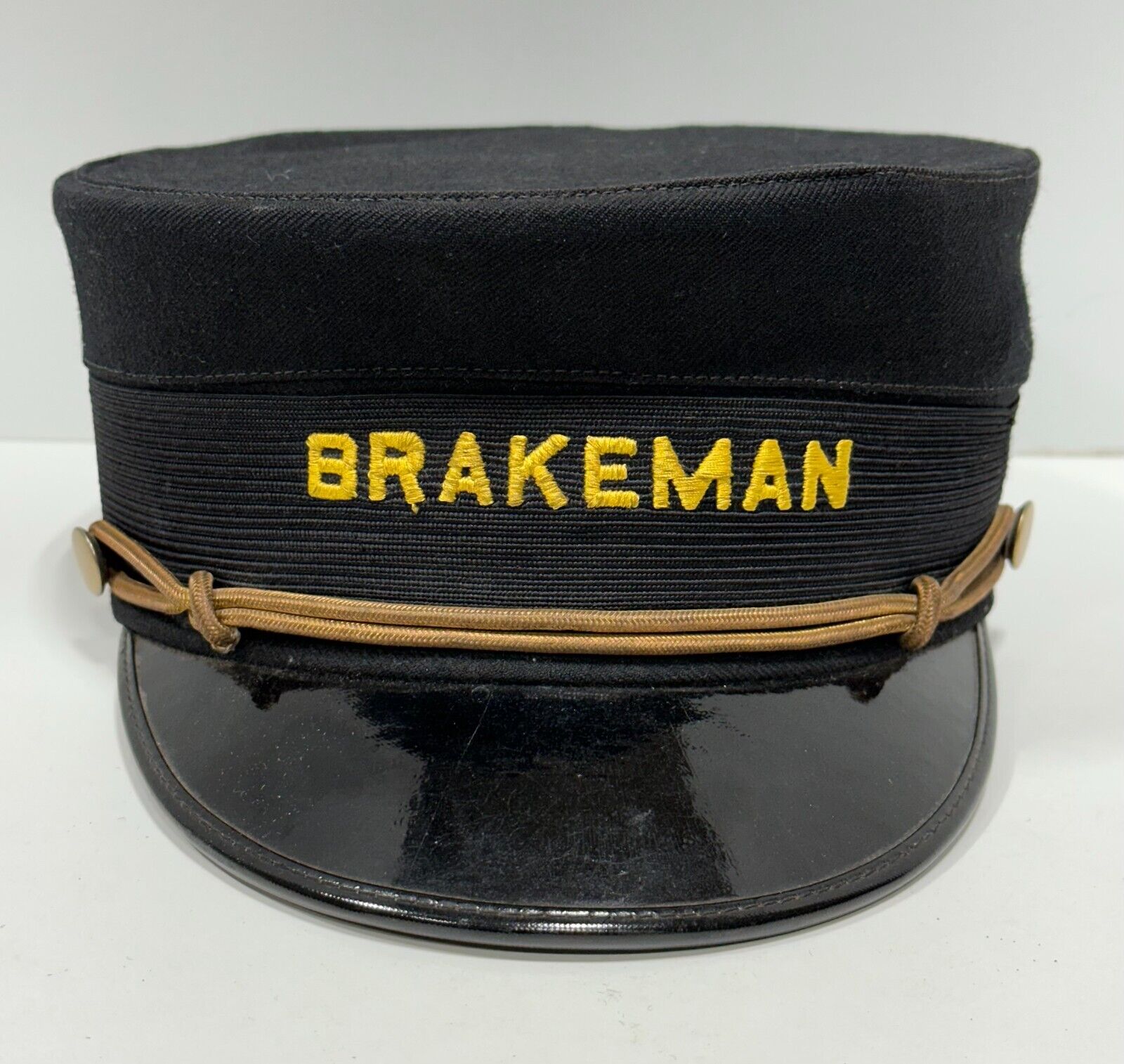 Vintage Brakeman Railroad Train Hat Vintage Black Size 6 7/8 Fechheimer bros.