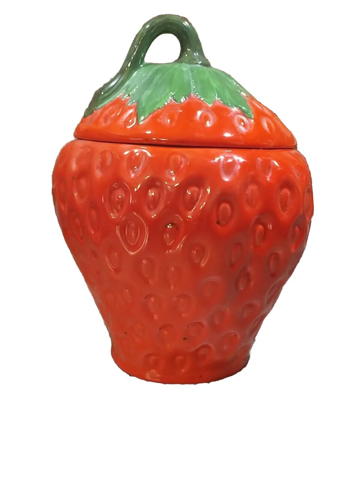 Vintage Handpainted Strawberry Cookie Jar Canister Retro 1970\'s