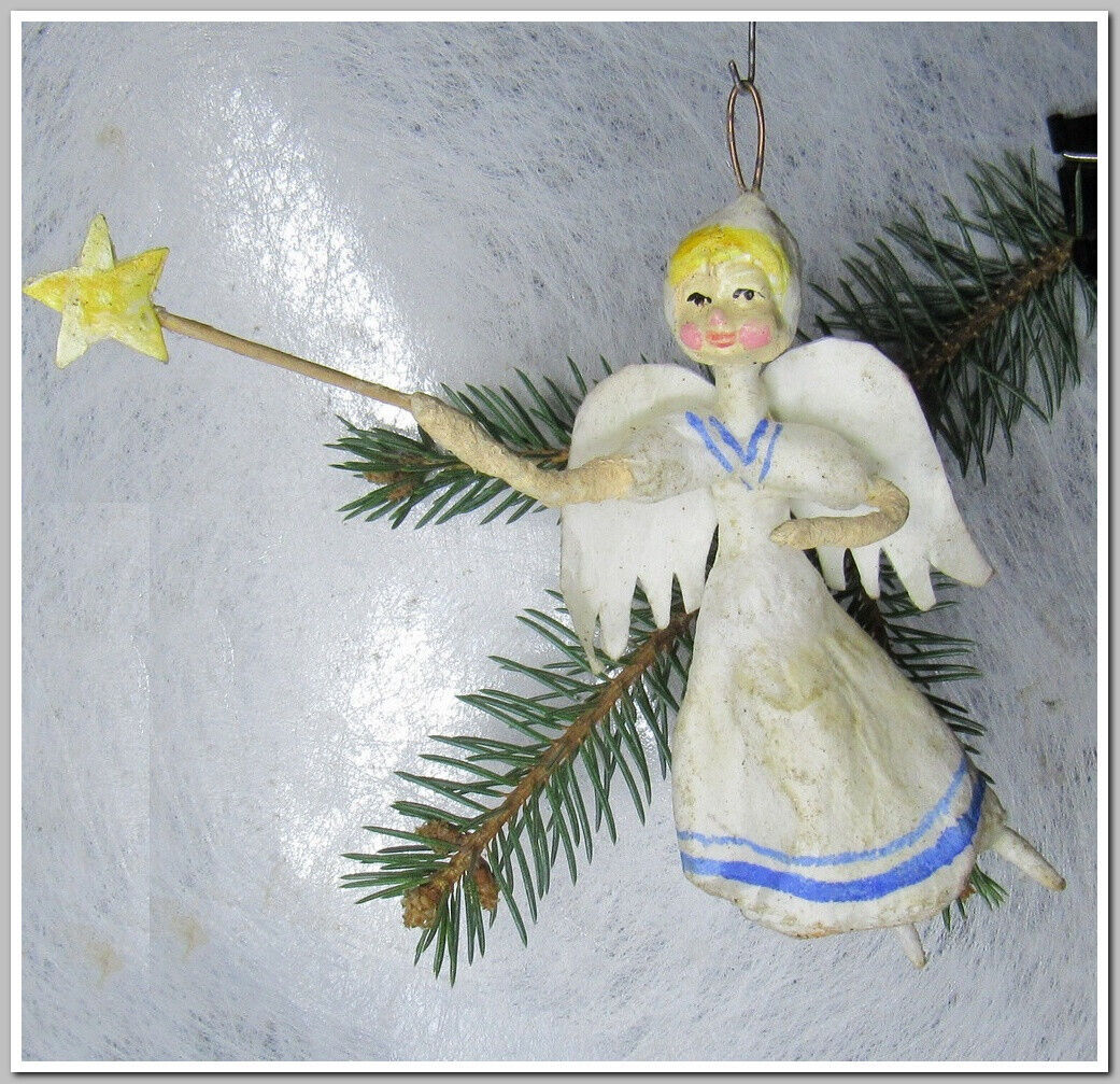 🎄Fairy-Vintage antique Christmas spun cotton ornament figure #31324