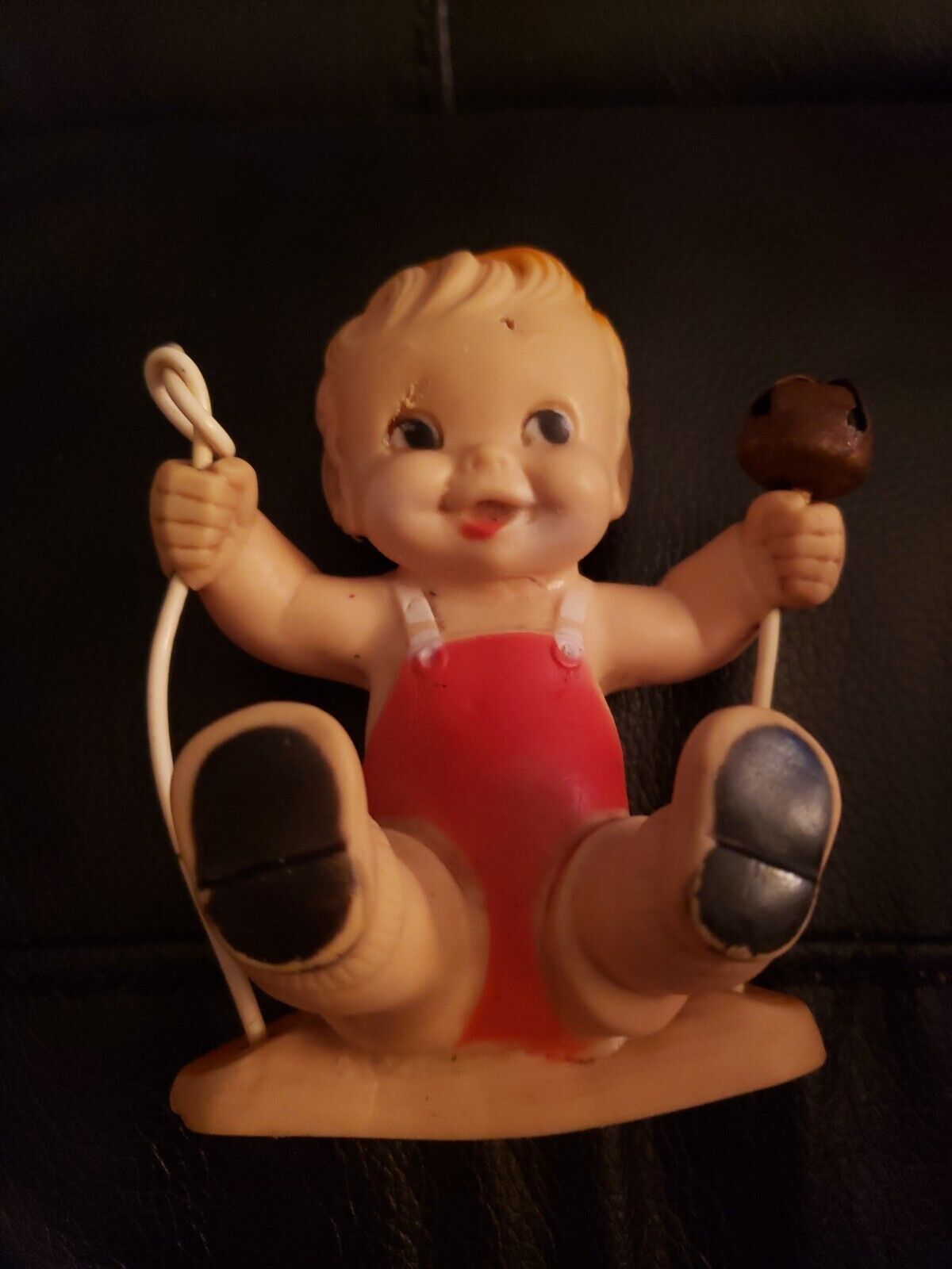Vintage Rubber Squeeze Toy Boy Swinging West Germany?
