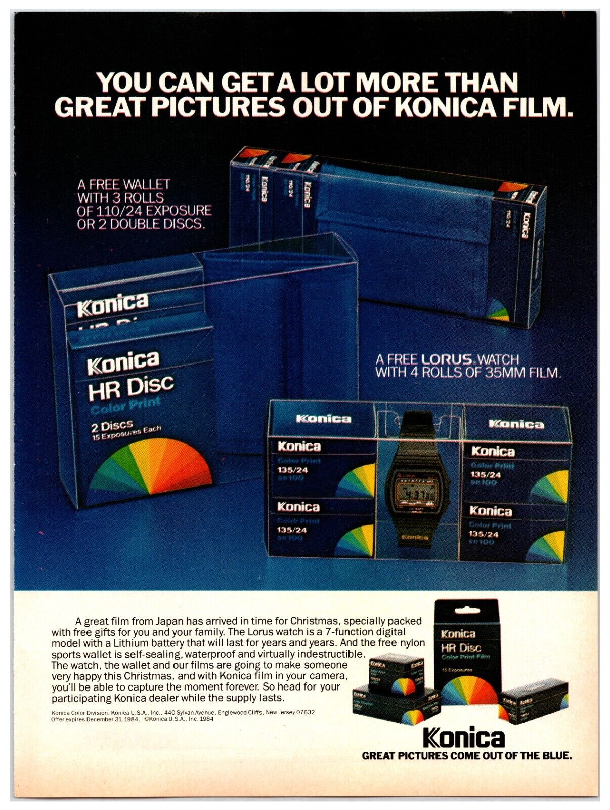 Original 1984 Konica Camera Film - Original Print Ad (8x11) *Advertisement*