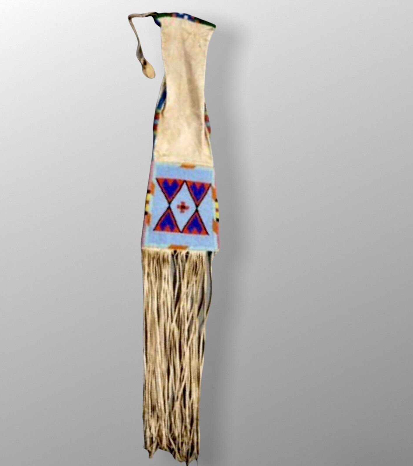 Old style Indian Beaded Native American Plains Pipe Tabaco Bag Elk Hide Bag B903