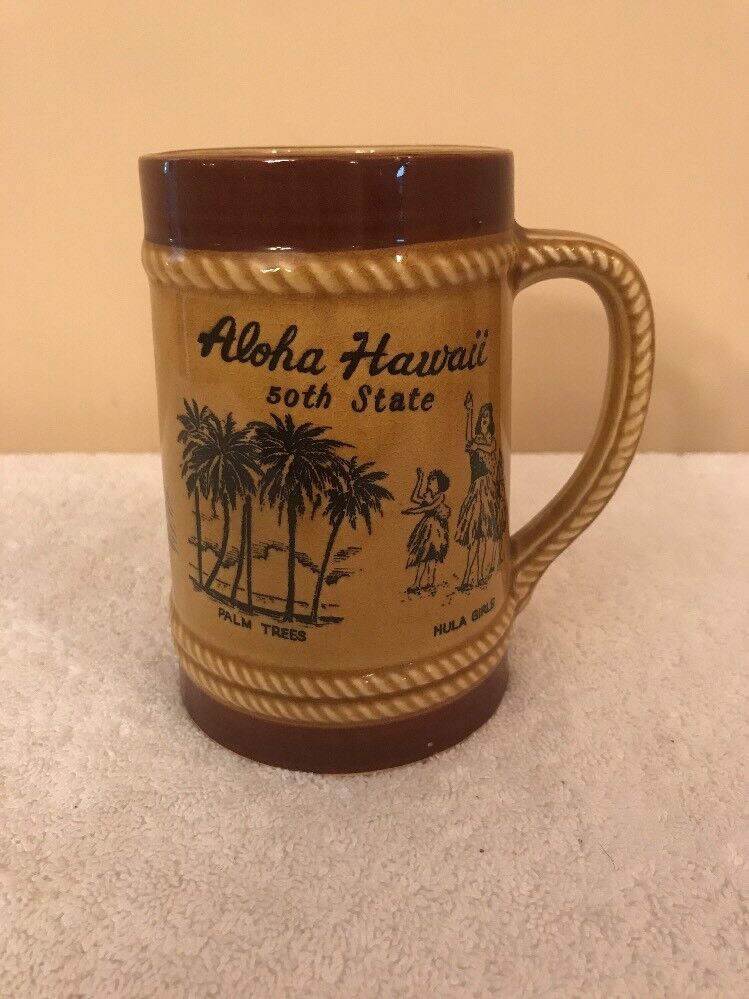 Aloha Hawaii 5.5” Brown 50th State Mug ceramic