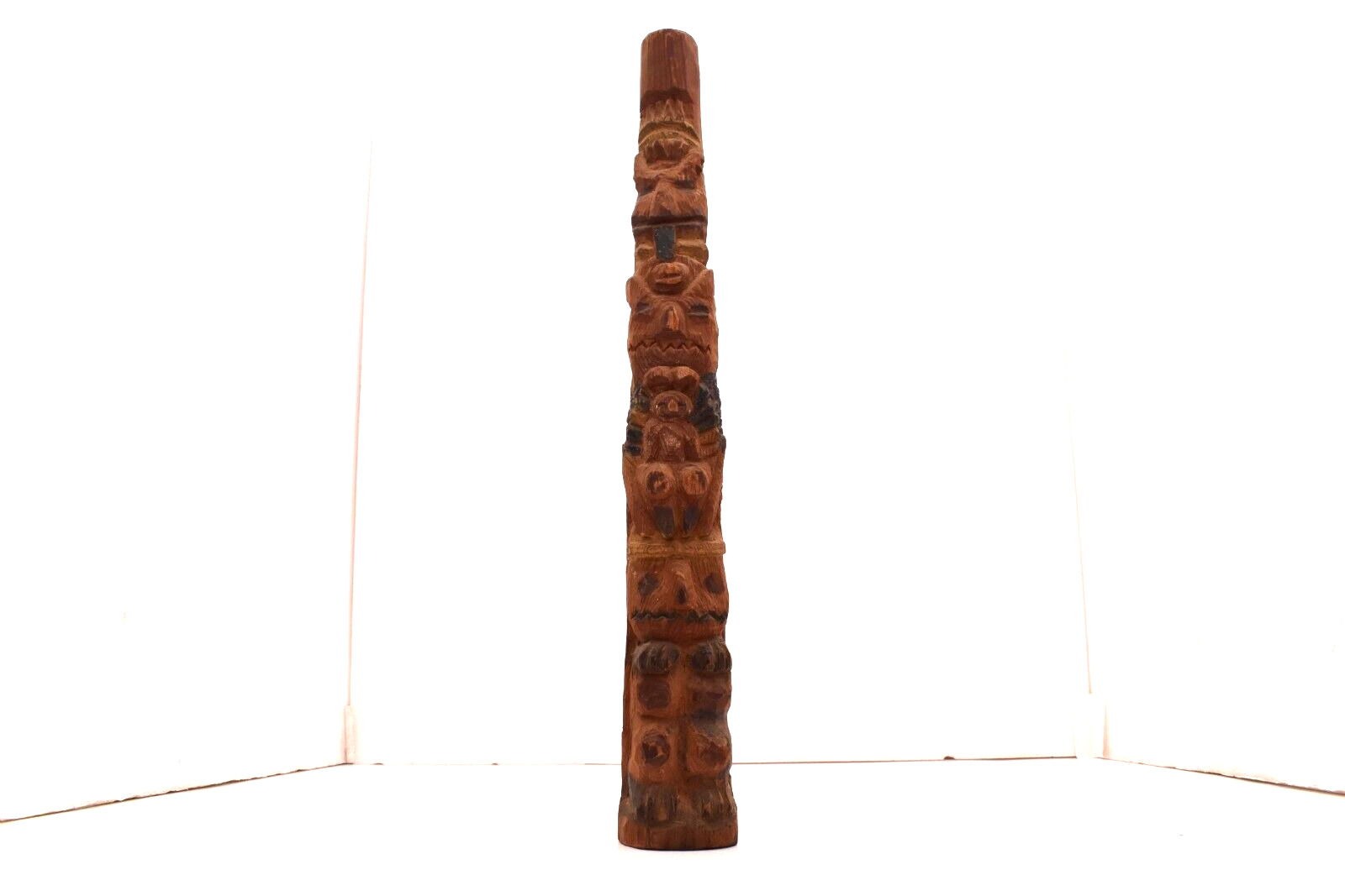 EARLY Antique Northwest Coast Carved Wood Totem Pole Native American Vintage 15\