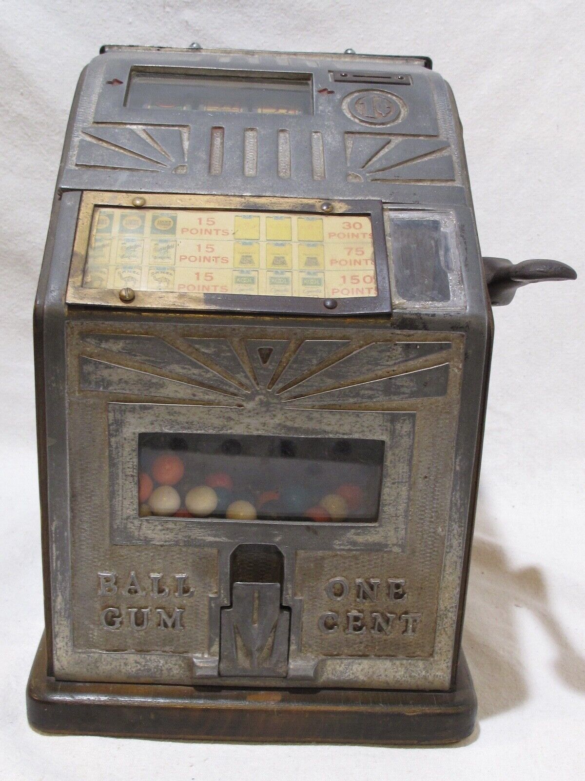 Antique Superior Confection Co. Coin Op GUM BALL Trade Stimulator Slot Machine