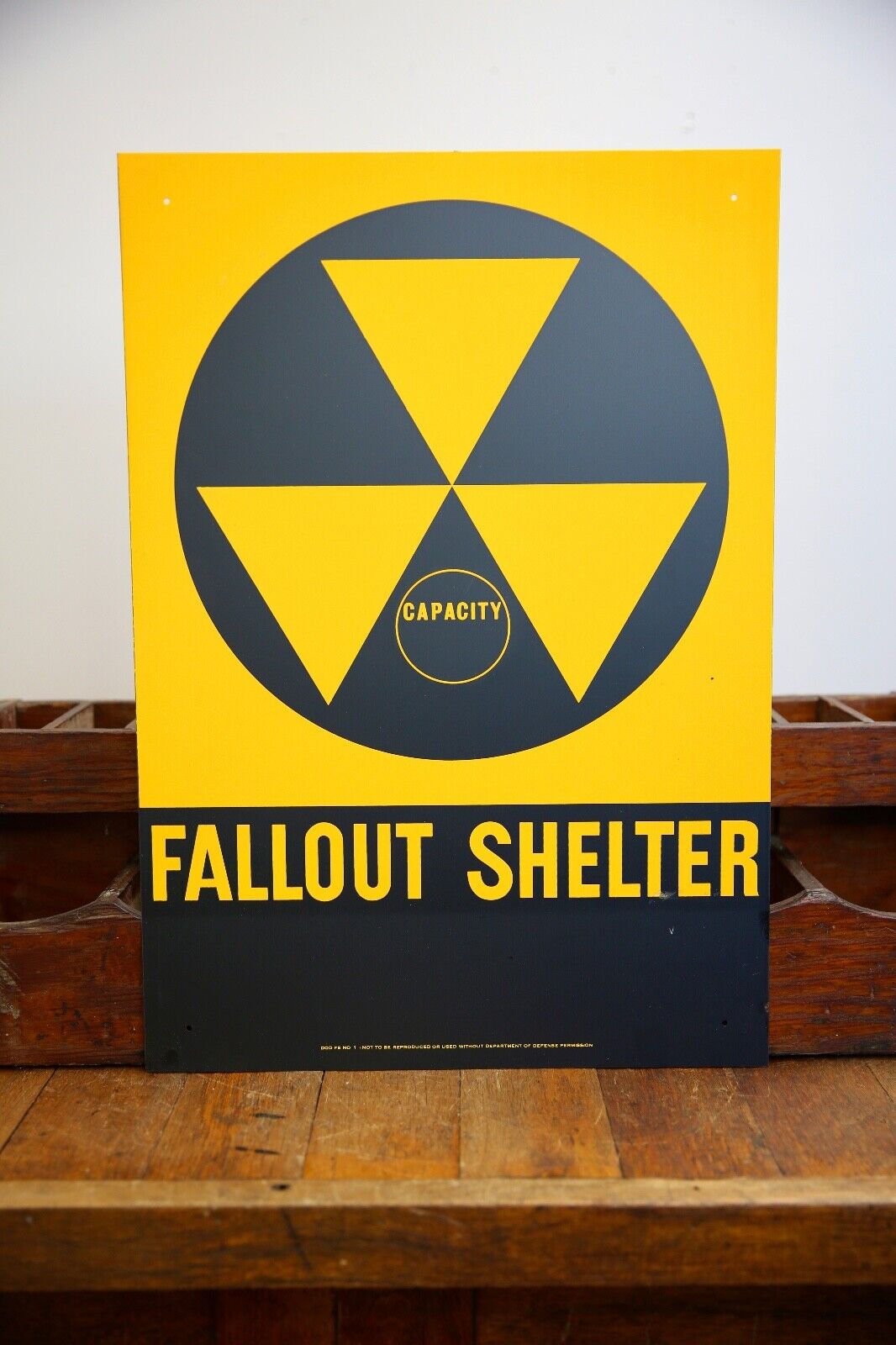 Vintage 1950s Civil Defense Fallout Shelter Sign Cold War Atomic Bomb Military