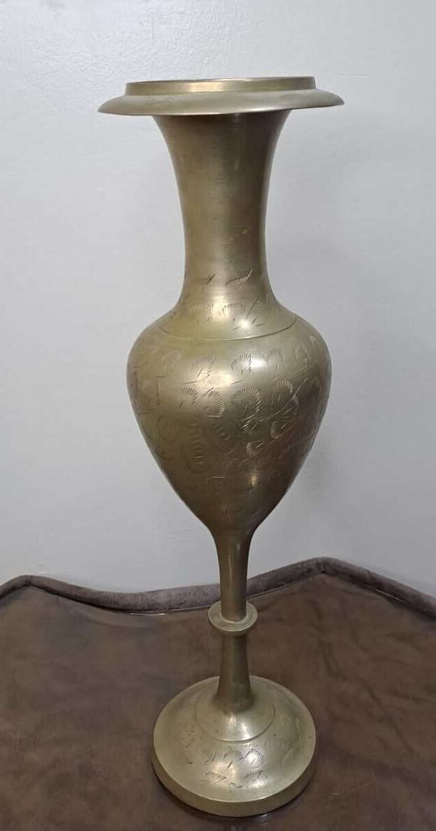 Vase Copper Etched Engraved Vintage Decorative Handmade Design Hammered Antique