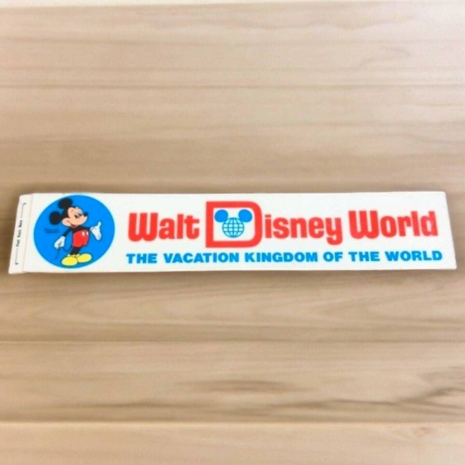 Vintage 1970s Walt Disney World Bumper Sticker Plastic Decal Mickey Mouse 14 x 3