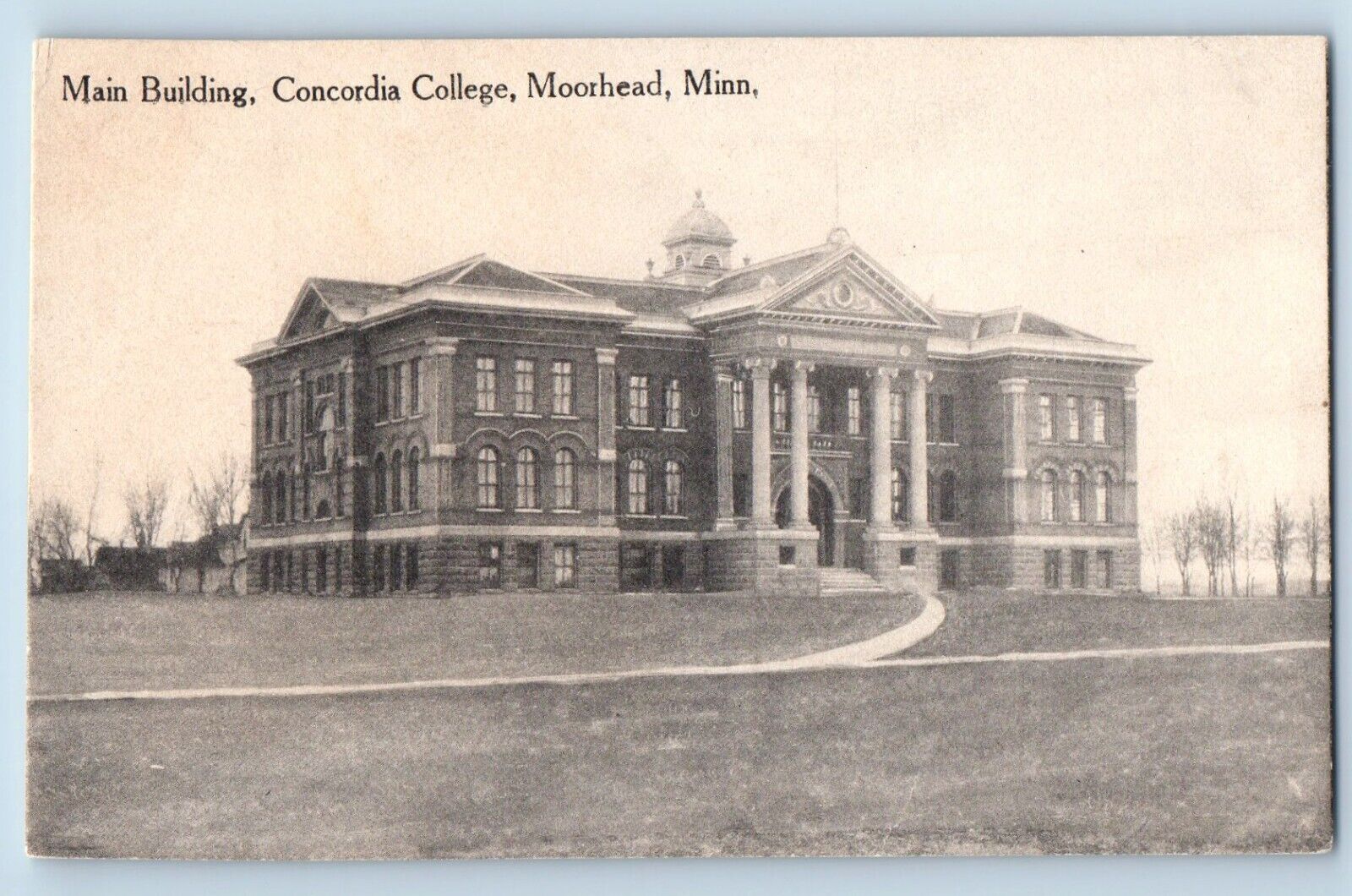Moorhead Minnesota Postcard Main Building Concordia College 1910 Vintage Antique