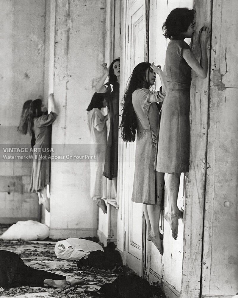 Girls Floating on Walls Photo - Witches Climbing Wall Bizarre Odd Strange Creepy