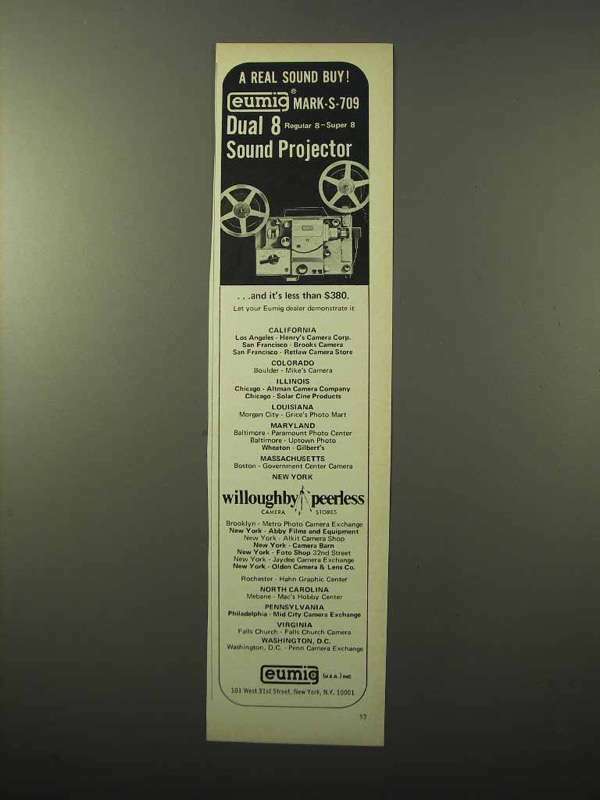 1969 Eumig Mark-S-709 Dual 8 Sound Projector Ad