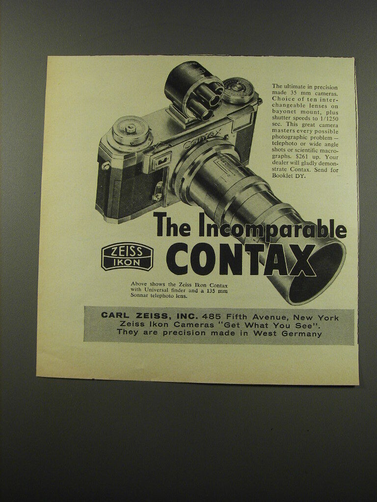1955 Zeiss Contax Camera Ad - The Incomparable Contax