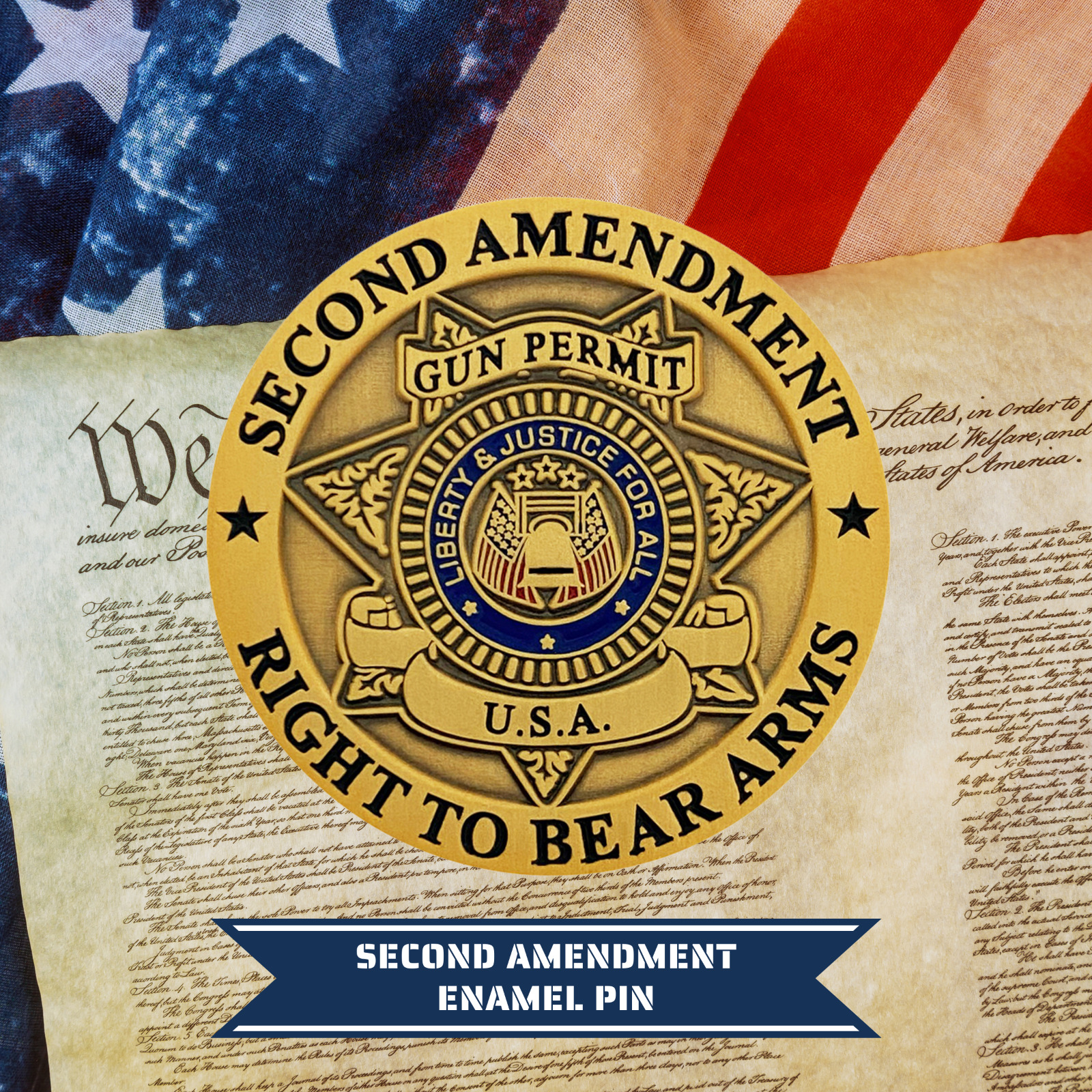 Second Amendment - Gun Permit - 2A Right To Bear Arms Lapel Pin