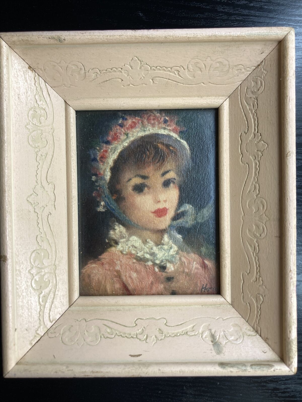 Vintage Lambert Product - Framed Portrait Print Girl in Hats #615 USA