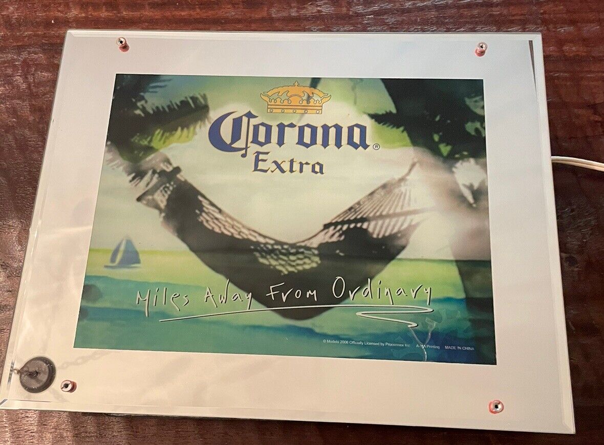 Corona Lighted Beer Sign W/Sound & Light Ocean Waves “Miles Away From Ordinary”