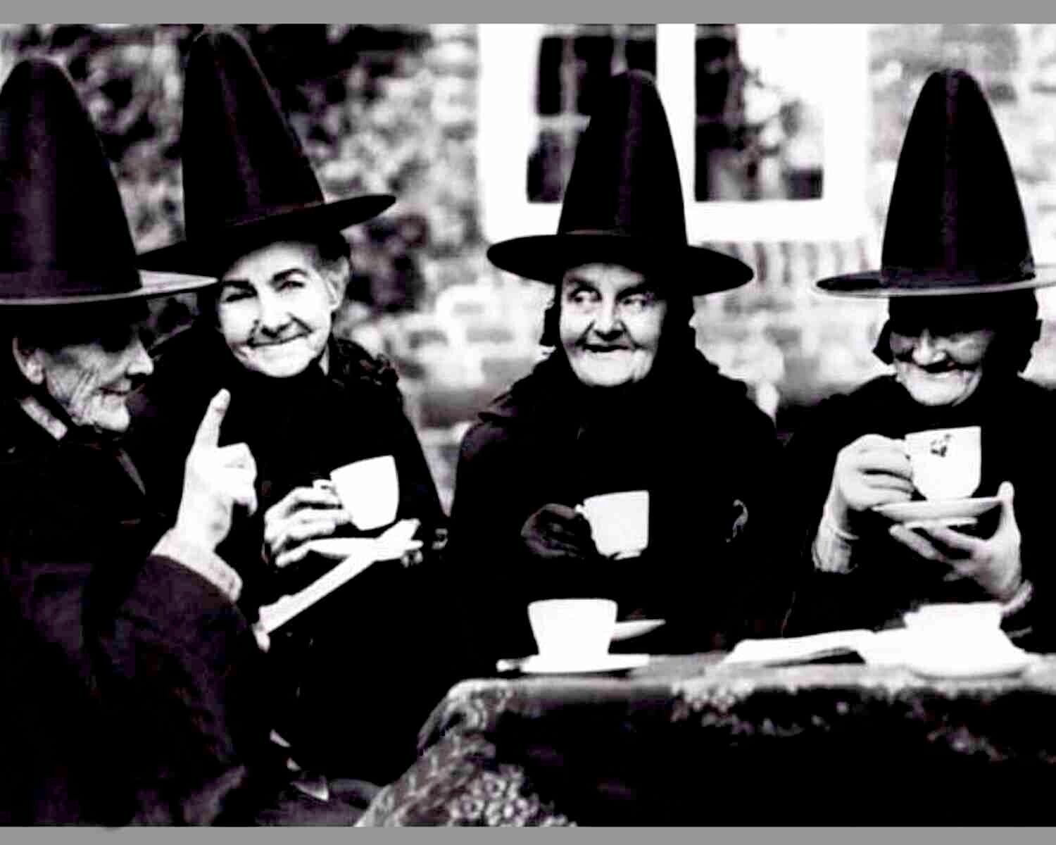 Scary LOL Halloween Witches 1928 Coffee break  Vintage old photo  8X10