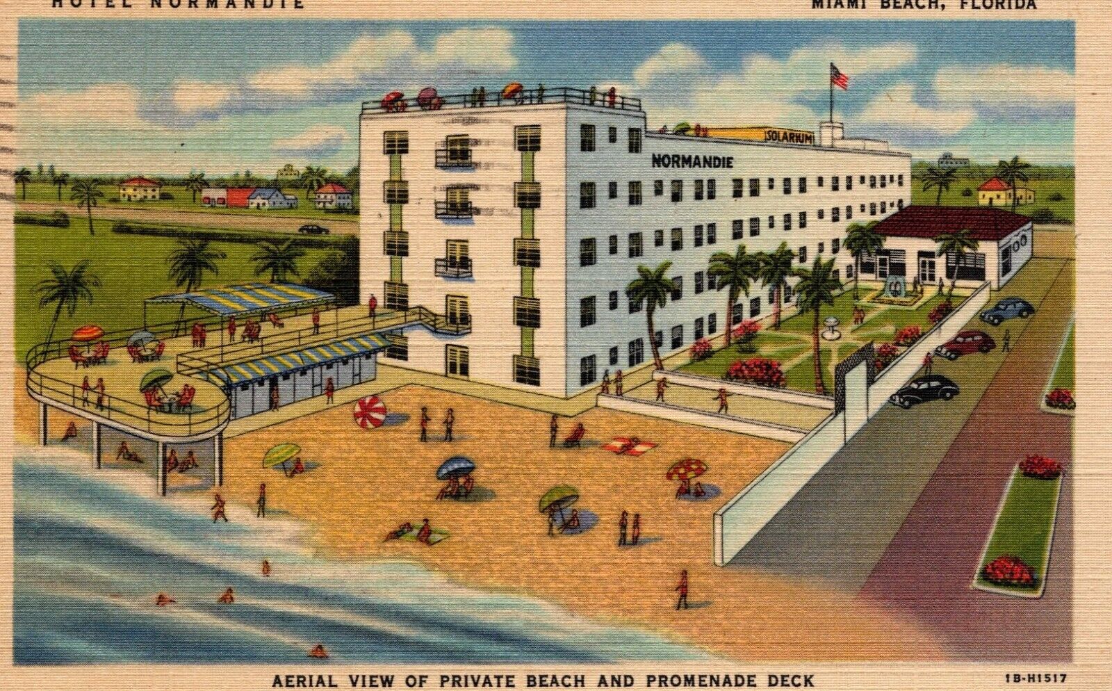 Miami Beach Florida Hotel Normandie Advertisement Linen Postcard Posted 1949