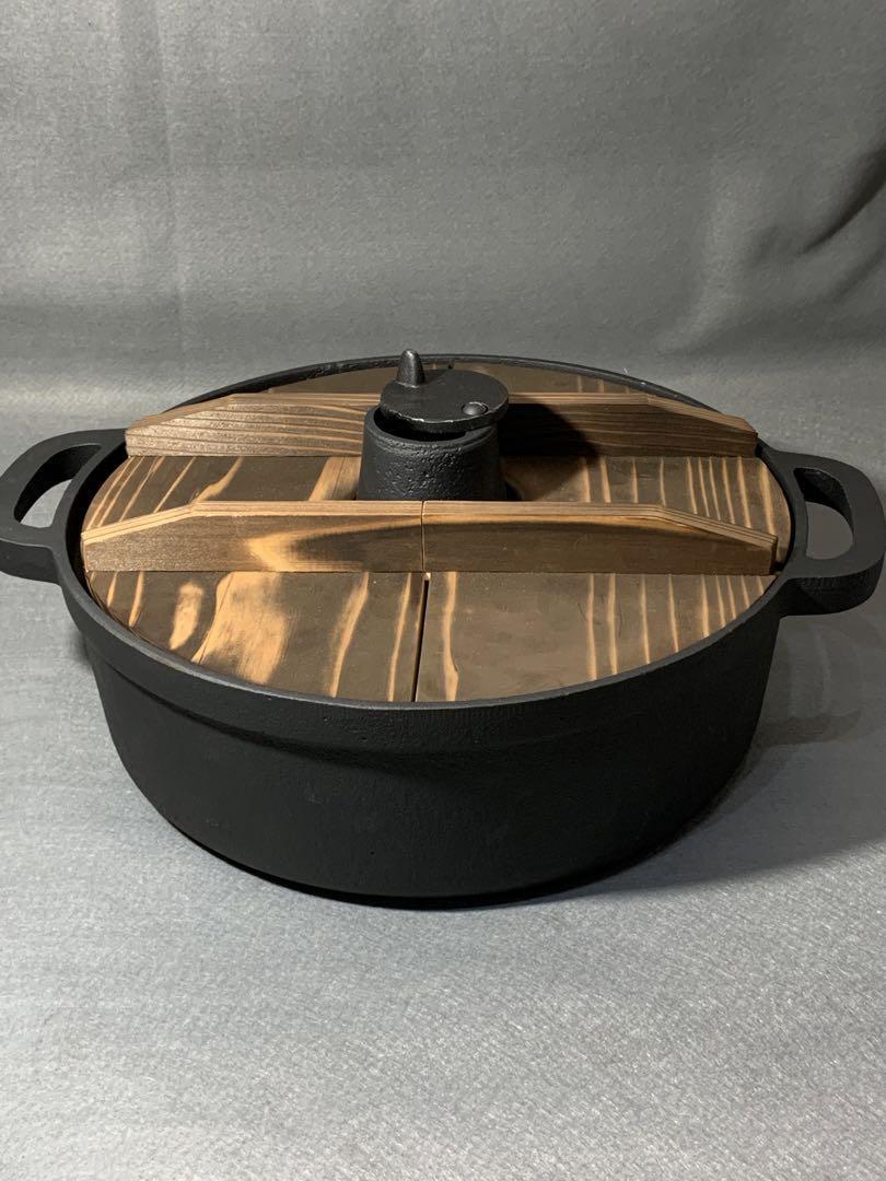 Nambu Ironware Shabu-Shabu Pot, Hoko With Wooden Lid, 25Cm, Depth 8.5, Weight 3.