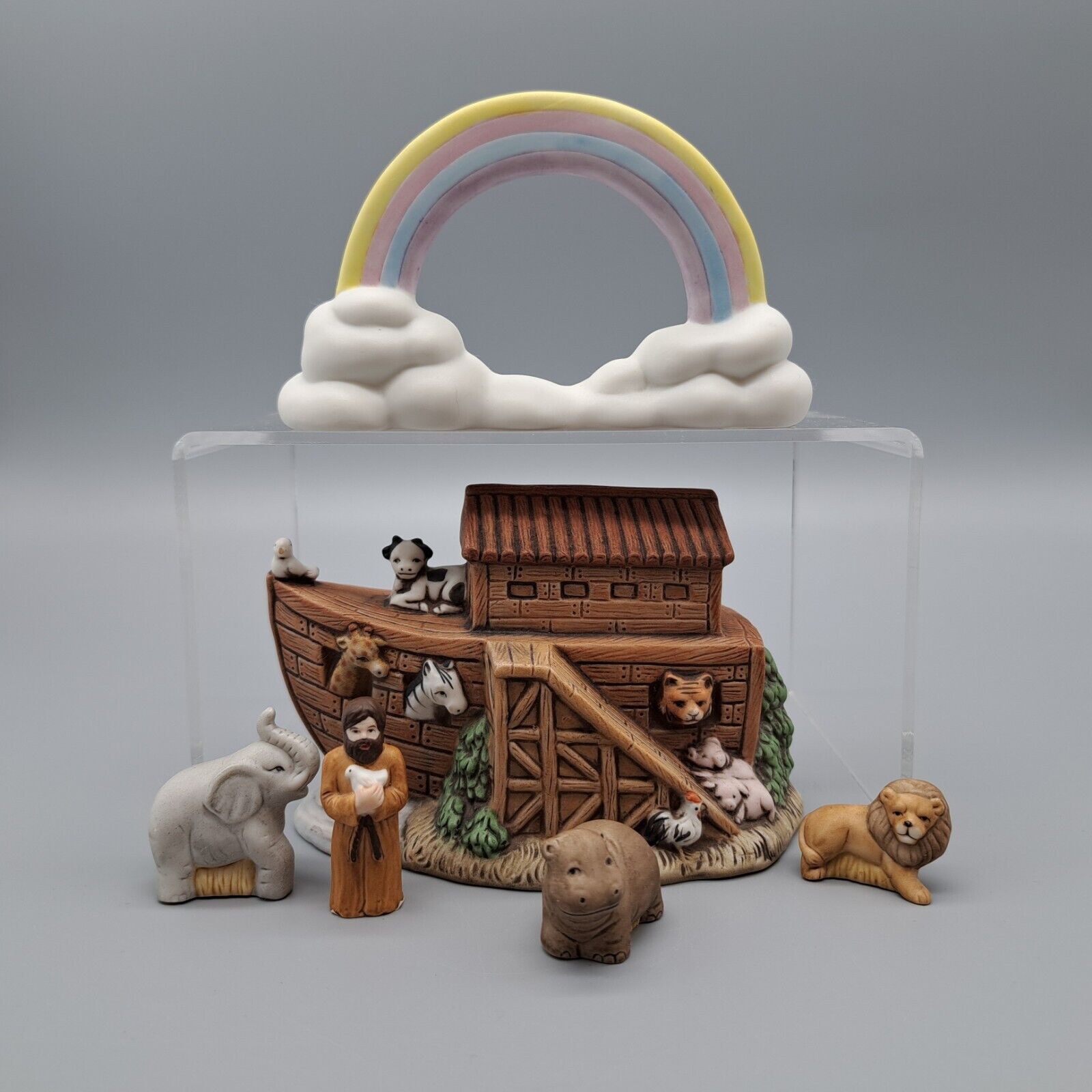 Homco Noah's Ark Set Figurine #1474 Rainbow Porcelain Vintage Home Interiors VTG
